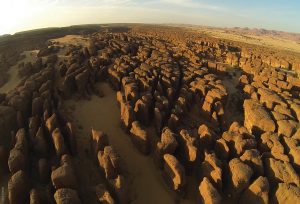 The Ennedi Massif, rock labyrinths, aerial view, Explore Chad